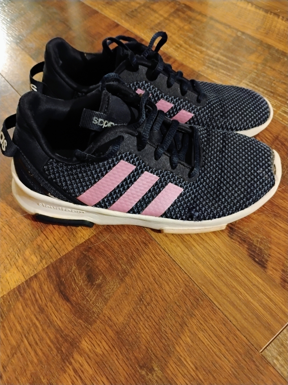 Girls Size 1 Adidas Sneakers Navy Blue/Pink